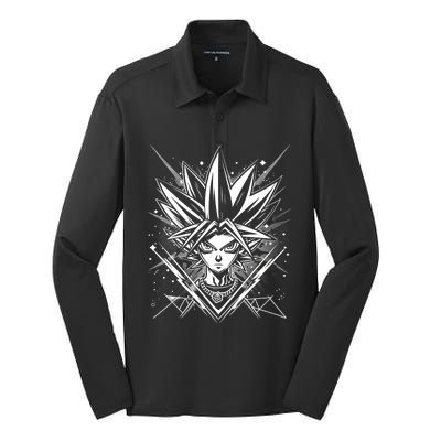 Yugioh Anime Cards Manga Comic Japanese Style Gamer Design Silk Touch Performance Long Sleeve Polo