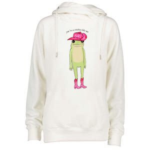 YouRe A Cowboy Like Me Funny Frog Pink Cowboy Hat Cowgirl Womens Funnel Neck Pullover Hood