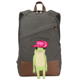 YouRe A Cowboy Like Me Funny Frog Pink Cowboy Hat Cowgirl Cotton Canvas Backpack