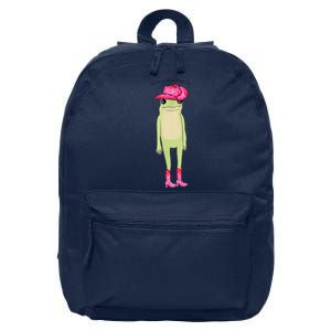 YouRe A Cowboy Like Me Funny Frog Pink Cowboy Hat Cowgirl 16 in Basic Backpack