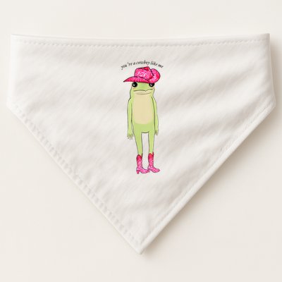 YouRe A Cowboy Like Me Funny Frog Pink Cowboy Hat Cowgirl USA-Made Doggie Bandana