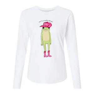 YouRe A Cowboy Like Me Funny Frog Pink Cowboy Hat Cowgirl Womens Cotton Relaxed Long Sleeve T-Shirt