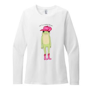 YouRe A Cowboy Like Me Funny Frog Pink Cowboy Hat Cowgirl Womens CVC Long Sleeve Shirt