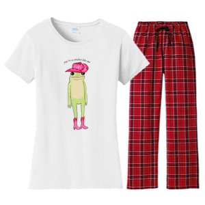 YouRe A Cowboy Like Me Funny Frog Pink Cowboy Hat Cowgirl Women's Flannel Pajama Set