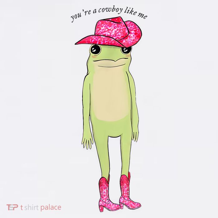YouRe A Cowboy Like Me Funny Frog Pink Cowboy Hat Cowgirl Premium T-Shirt