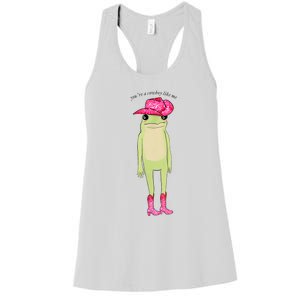 YouRe A Cowboy Like Me Funny Frog Pink Cowboy Hat Cowgirl Women's Racerback Tank