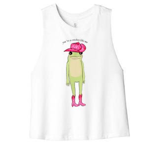 YouRe A Cowboy Like Me Funny Frog Pink Cowboy Hat Cowgirl Women's Racerback Cropped Tank