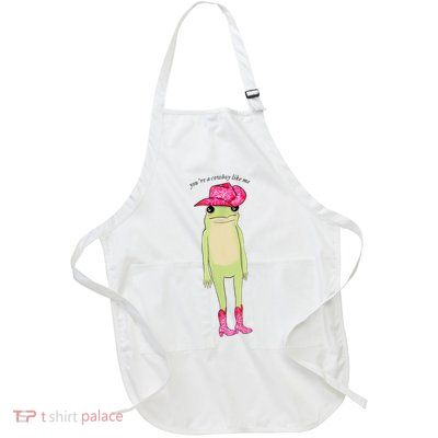 Youre A Cowboy Like Me Funny Frog Pink Cowboy Hat Cowgirl Full-Length Apron With Pockets