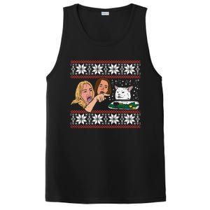 Yelling At Cat Ugly Christmas Sweater Funny Meme Gift PosiCharge Competitor Tank