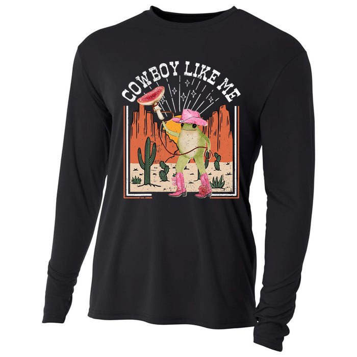 Youre A Cowboy Like Me Frog Cowboy Hat Cowgirl Cooling Performance Long Sleeve Crew