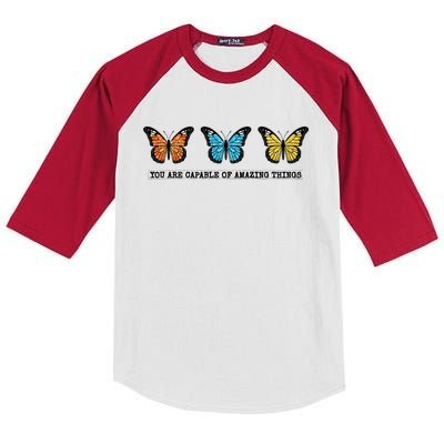 You Are Capable Of Amazing Things Monarch Butterfly Kids Colorblock Raglan Jersey