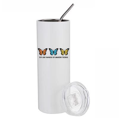 You Are Capable Of Amazing Things Monarch Butterfly Stainless Steel Tumbler