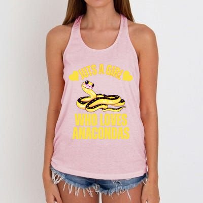 Yellow Anacondas Cute Funny Gift Just A Who Loves Snakes Great Gift Women's Knotted Racerback Tank