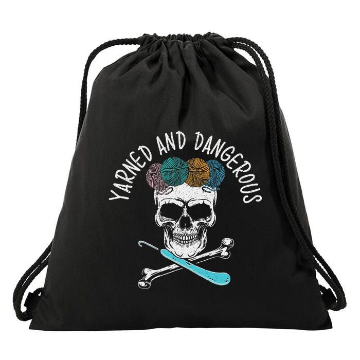Yarned And Dangerous Crochet Crocheting Yarn Collector Drawstring Bag