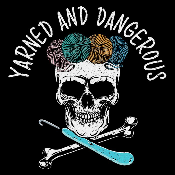 Yarned And Dangerous Crochet Crocheting Yarn Collector Drawstring Bag