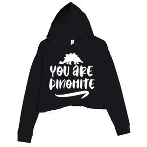 You Are Dinofunny Giftmite Dinosaur Back To School Great Gift Crop Fleece Hoodie