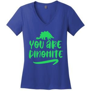 You Are Dinogiftmite Dinosaur Back To School Gift Women's V-Neck T-Shirt