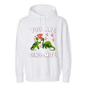 You Are Dinogiftmite Dinosaurs Valentines Day Heart Dinogiftmite Gift Garment-Dyed Fleece Hoodie