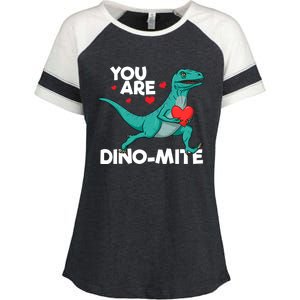 You Are Dinocute Giftmite Dinosaur Valentines Day Dinosaur Great Gift Enza Ladies Jersey Colorblock Tee