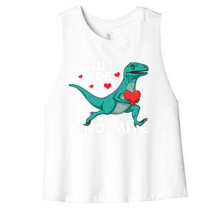 You Are Dinocute Giftmite Dinosaur Valentines Day Dinosaur Great Gift Women's Racerback Cropped Tank