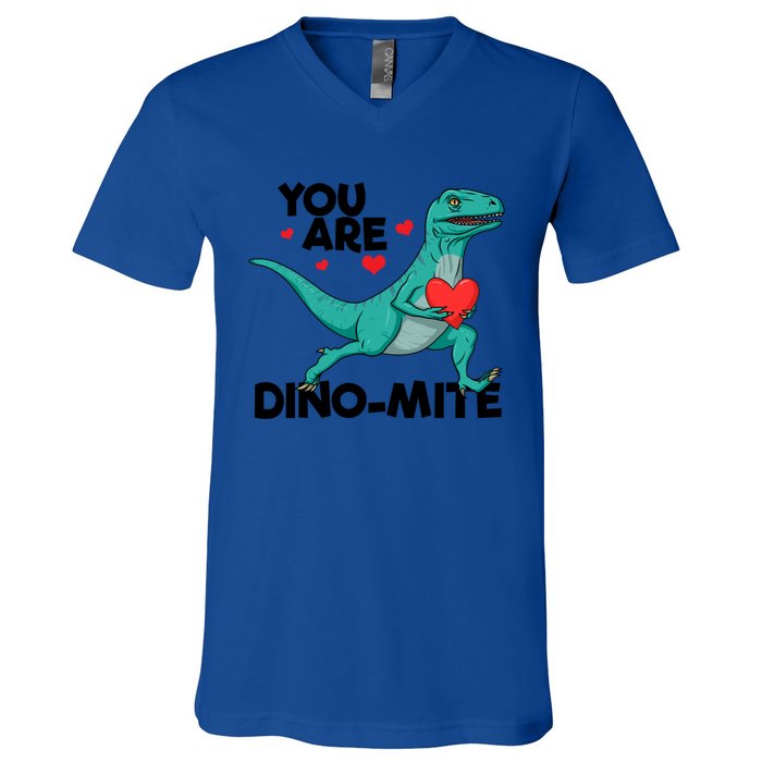 You Are Dinogiftmite Dinosaur Valentines Day Dinosaur Funny Gift V-Neck T-Shirt