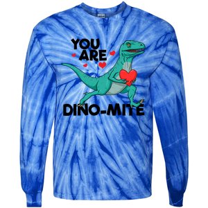 You Are Dinogiftmite Dinosaur Valentines Day Dinosaur Funny Gift Tie-Dye Long Sleeve Shirt