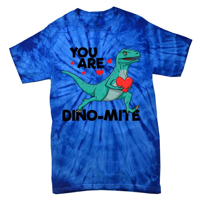 You Are Dinogiftmite Dinosaur Valentines Day Dinosaur Funny Gift Tie-Dye T-Shirt