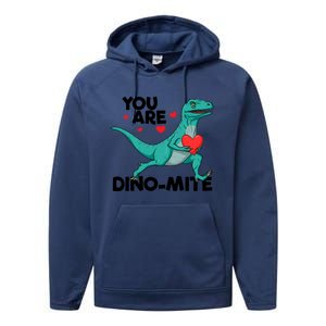 You Are Dinogiftmite Dinosaur Valentines Day Dinosaur Funny Gift Performance Fleece Hoodie