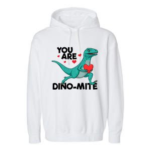 You Are Dinogiftmite Dinosaur Valentines Day Dinosaur Funny Gift Garment-Dyed Fleece Hoodie