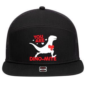 You Are Dinogiftmite Dinosaur Valentines Day Dinosaur Gift 7 Panel Mesh Trucker Snapback Hat