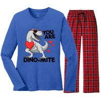 You Are Dinogiftmite Tgiftrex Dinosaur Valentines Day Trex Gift Women's Long Sleeve Flannel Pajama Set 