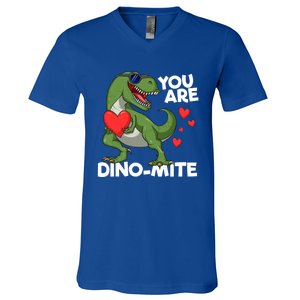 You Are Dinomeaningful Giftmite Tmeaningful Giftrex Dinosaur Valentines Day Trex V-Neck T-Shirt