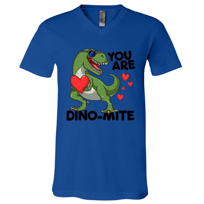 You Are Dinomeaningful Giftmite Tmeaningful Giftrex Dinosaur Valentines Day Trex V-Neck T-Shirt