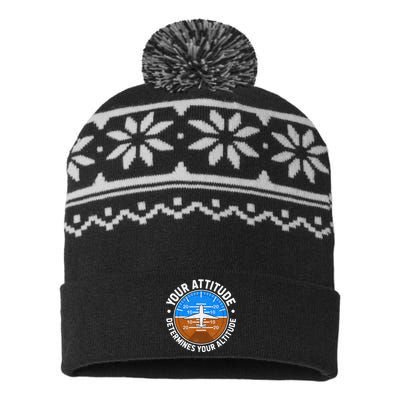 Your Attitude Determines Your Altitude Motivational Message USA-Made Snowflake Beanie