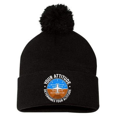 Your Attitude Determines Your Altitude Motivational Message Pom Pom 12in Knit Beanie