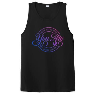 You Are Enough Worthy Loved Kind Strong Capable Positive Great Gift PosiCharge Competitor Tank