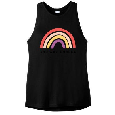 You Are Enough Motivational Rainbow Funny Gift Ladies PosiCharge Tri-Blend Wicking Tank