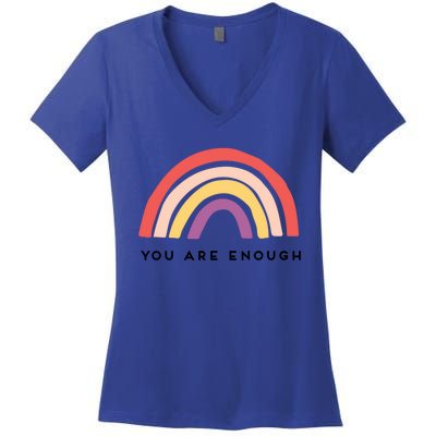 You Are Enough Motivational Rainbow Funny Gift Women's V-Neck T-Shirt