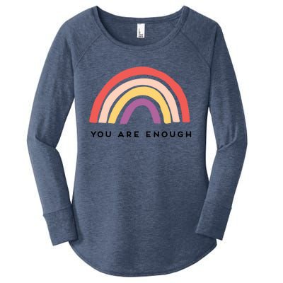 You Are Enough Motivational Rainbow Funny Gift Women's Perfect Tri Tunic Long Sleeve Shirt