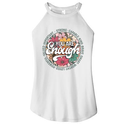 You Are Enough Retro Flowers Motivational Quote Women’s Perfect Tri Rocker Tank