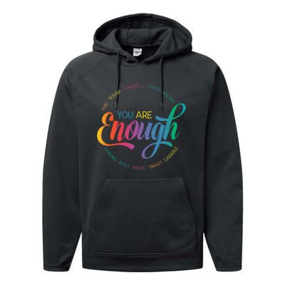 You Are Enough LGBT Pride Month Gay Lesbian Rainbow Ally Performance Fleece Hoodie