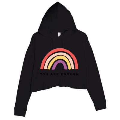 You Are Enough Motivational Rainbow Gift Crop Fleece Hoodie