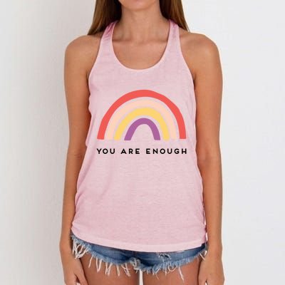 You Are Enough Motivational Rainbow Gift Women's Knotted Racerback Tank