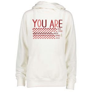 You Are Enough Loved Worthy Valentines Couple Womens Funnel Neck Pullover Hood