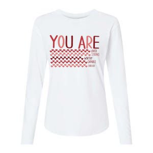 You Are Enough Loved Worthy Valentines Couple Womens Cotton Relaxed Long Sleeve T-Shirt