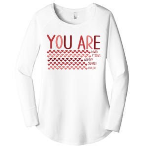 You Are Enough Loved Worthy Valentines Couple Women's Perfect Tri Tunic Long Sleeve Shirt