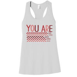 You Are Enough Loved Worthy Valentines Couple Women's Racerback Tank