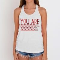 You Are Enough Loved Worthy Valentines Couple Women's Knotted Racerback Tank