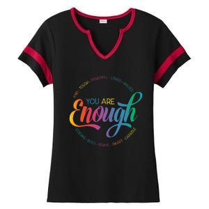 You Are Enough LGBT Pride Month Gay Lesbian Rainbow Ally Ladies Halftime Notch Neck Tee