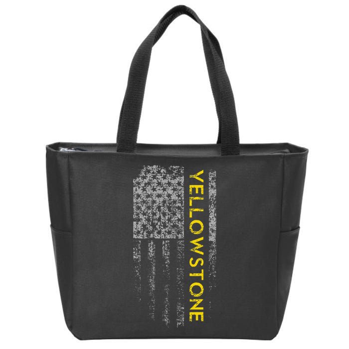 Yellowstone American Flag Zip Tote Bag